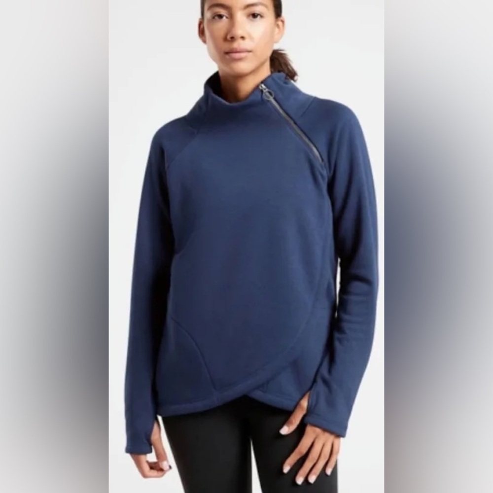ATHLETA NWT $109 Cozy Karma Asym Pullover Navy